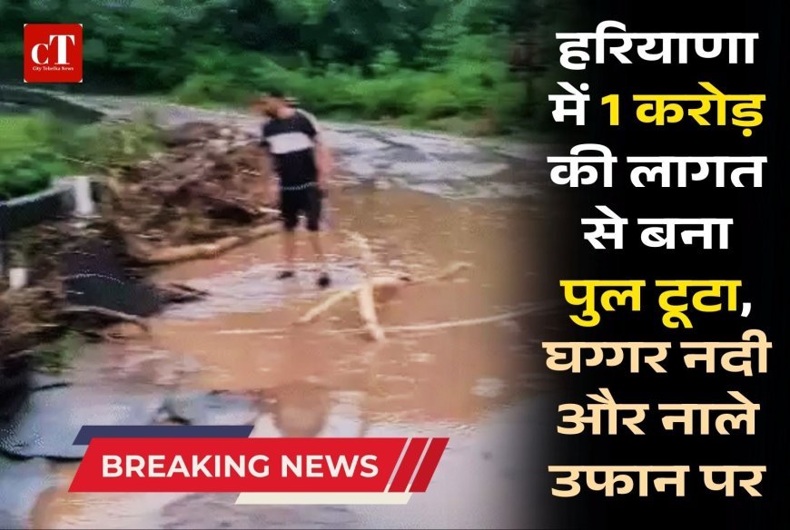 हरियाणा में 1 करोड़ की लागत से बना पुल टूटा, घग्गर नदी और नाले उफान पर