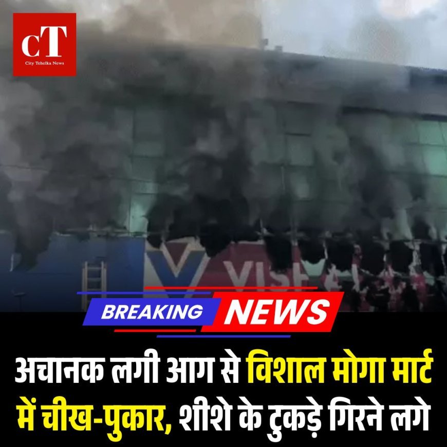 BREAKING: अचानक लगी आग से विशाल मोगा मार्ट में चीख-पुकार, शीशे के टुकड़े गिरने लगे