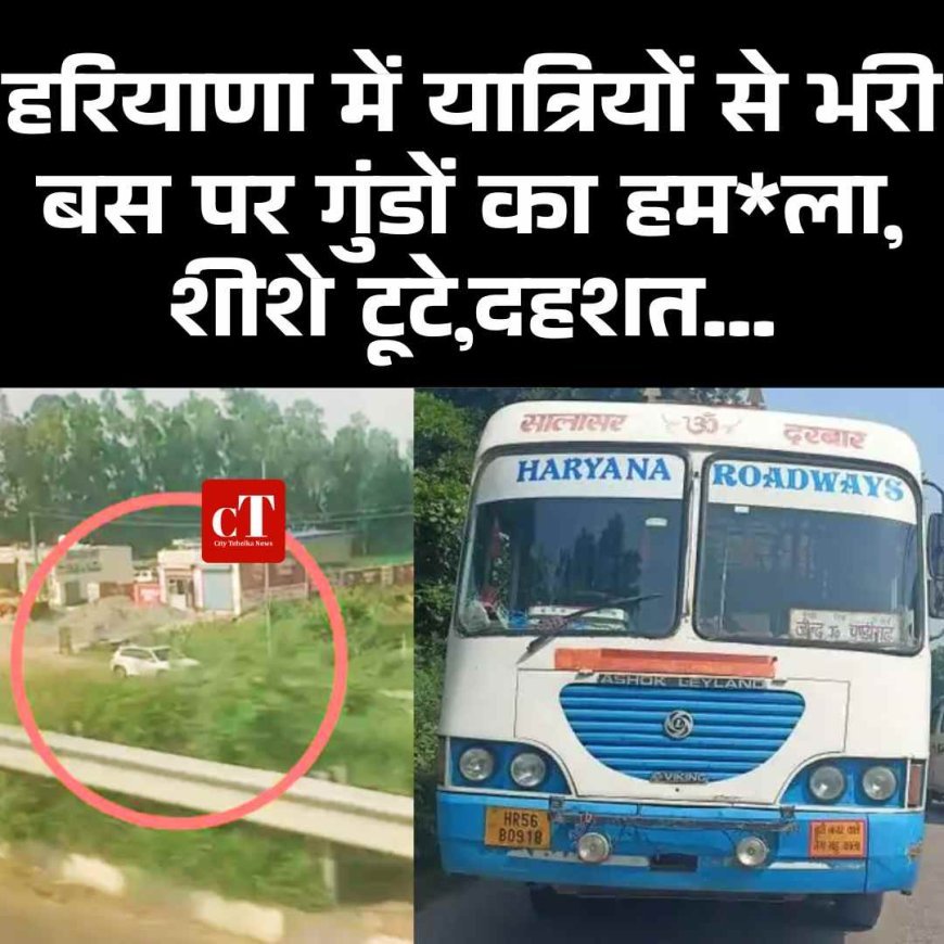हरियाणा में यात्रियों से भरी बस पर गुंडों का हमला, शीशे टूटे, लोग दहशत में
