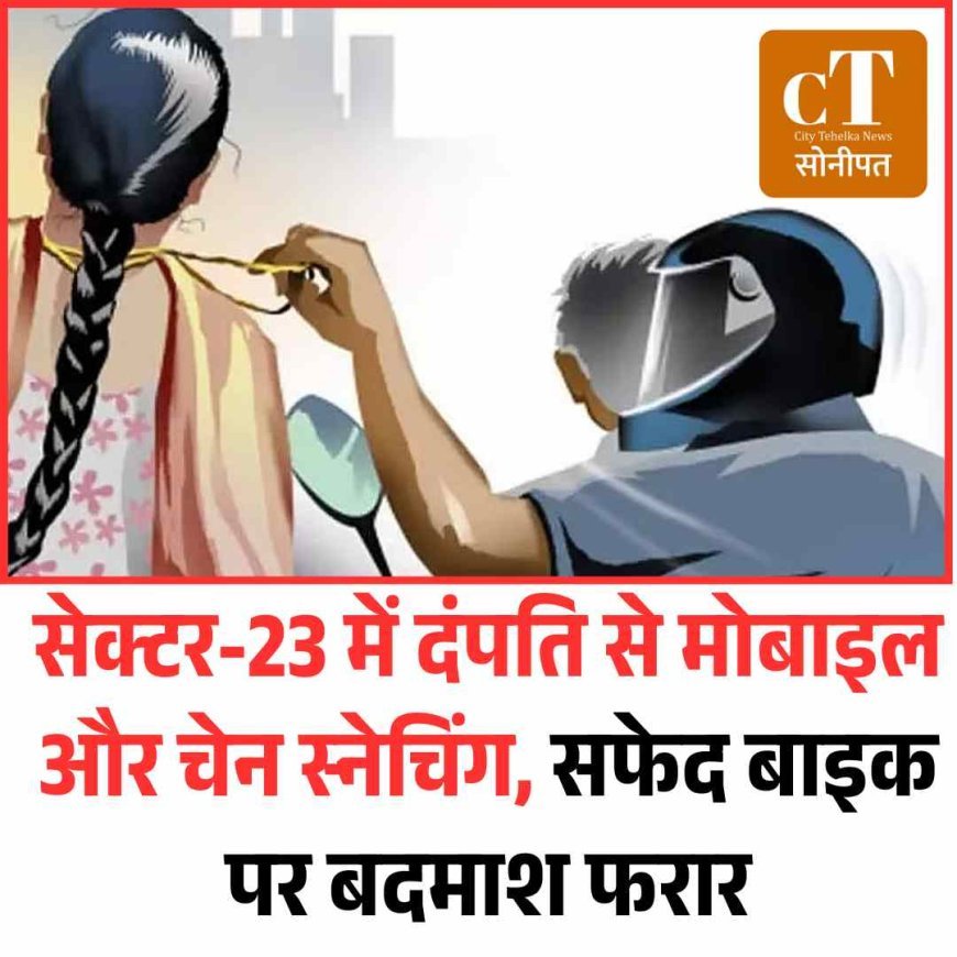 सेक्टर-23 में दंपति से मोबाइल और चेन स्नेचिंग, सफेद बाइक पर बदमाश फरार