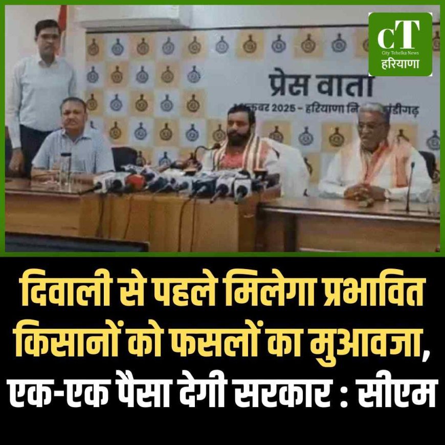 दिवाली से पहले मिलेगा प्रभावित किसानों को फसलों का मुआवजा, एक-एक पैसा देगी सरकार : सीएम