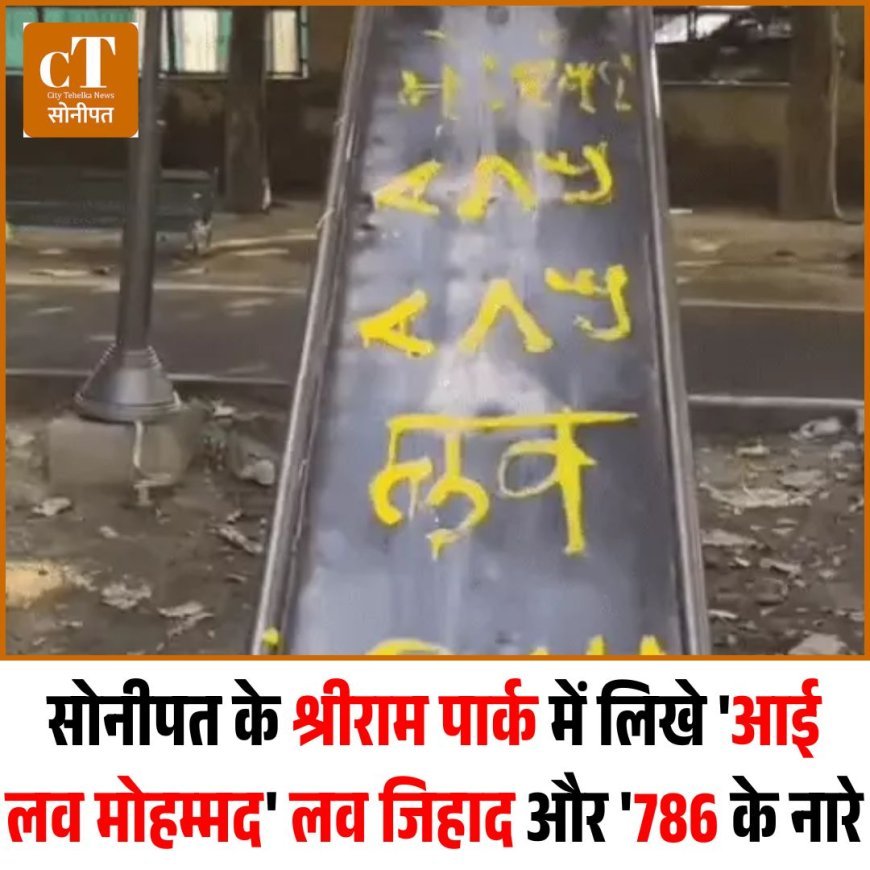 सोनीपत के श्रीराम पार्क में लिखे 'आई लव मोहम्मद' लव जिहाद और '786 के नारे