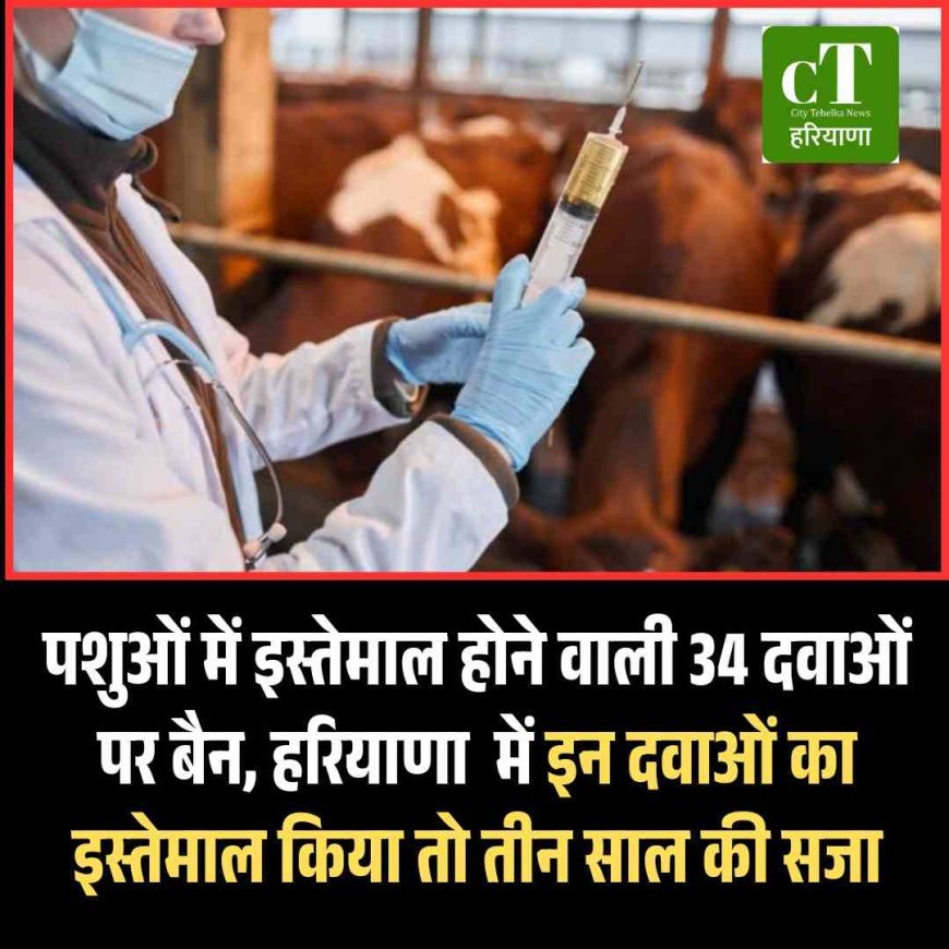 पशुओं में इस्तेमाल होने वाली 34 दवाओं पर बैन, इन दवाओं का इस्तेमाल किया तो  तीन साल की  सजा
