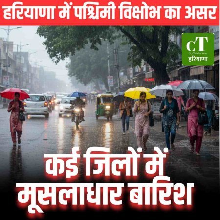 हरियाणा में पश्चिमी विक्षोभ का असर, कई जिलों में मूसलाधार बारिश