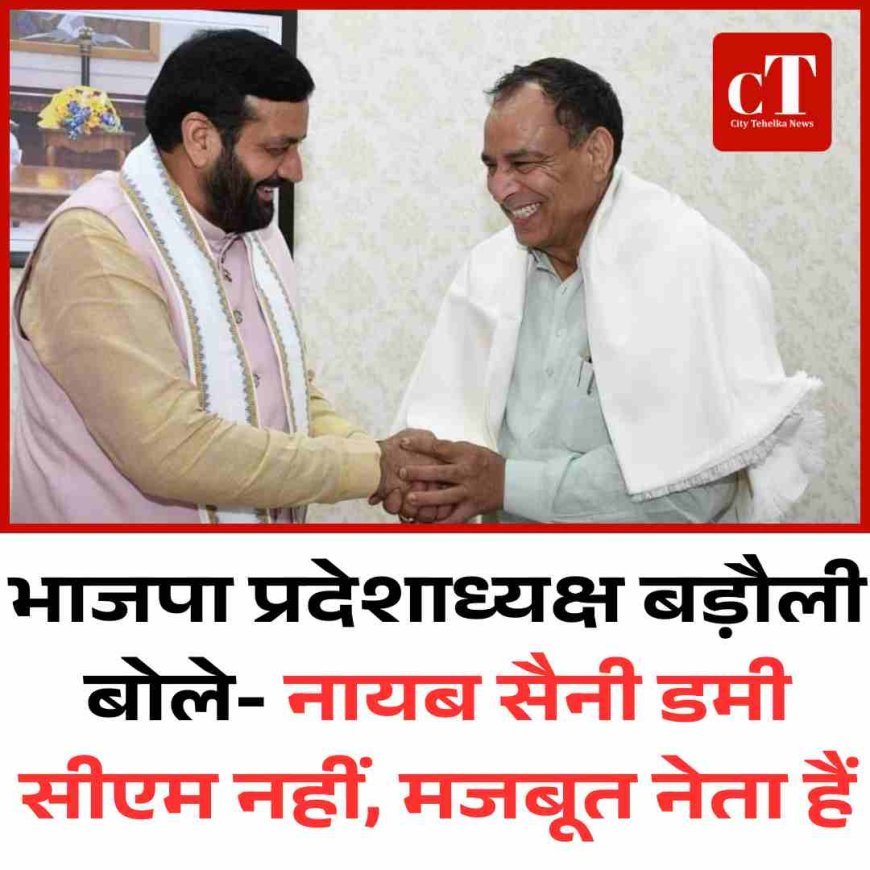भाजपा प्रदेशाध्यक्ष बड़ौली बोले- नायब सैनी डमी सीएम नहीं, मजबूत नेता हैं