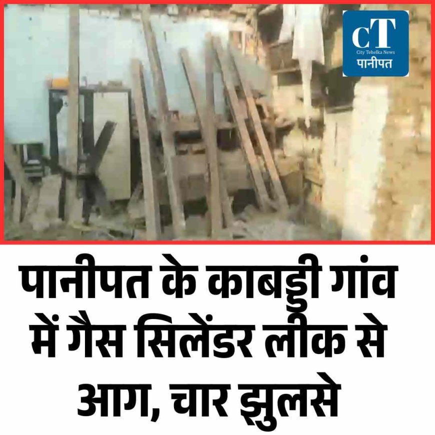 पानीपत के काबड्डी गांव में गैस सिलेंडर लीक से आग, चार झुलसे