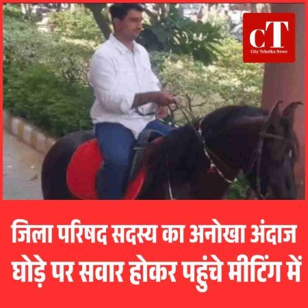 जिला परिषद सदस्य का अनोखा अंदाज- घोड़े पर सवार होगर पहुंचे मीटिंग में