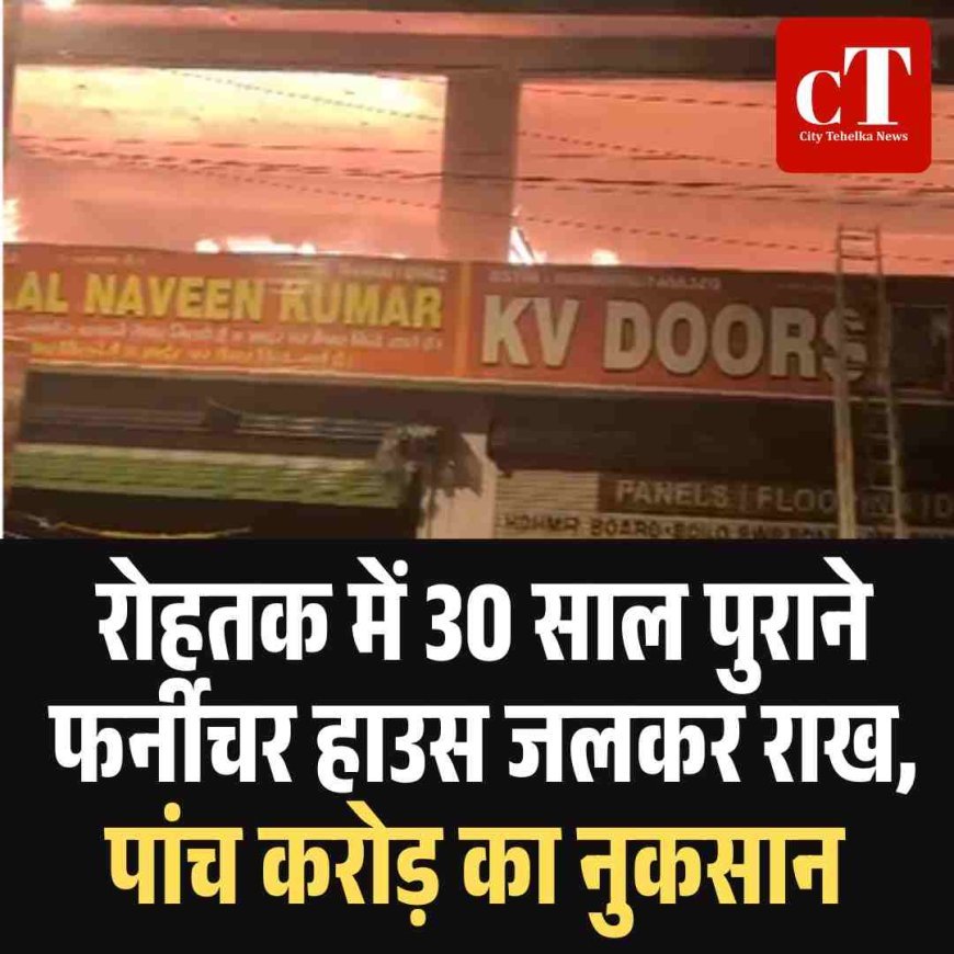 रोहतक में 30 साल पुराने फर्नीचर हाउस जलकर राख, पांच करोड़ का नुकसान