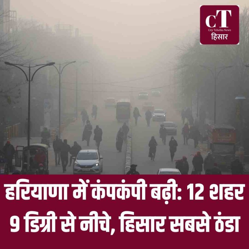 हरियाणा में कंपकंपी बढ़ी: 12 शहर 9 डिग्री से नीचे, हिसार सबसे ठंडा