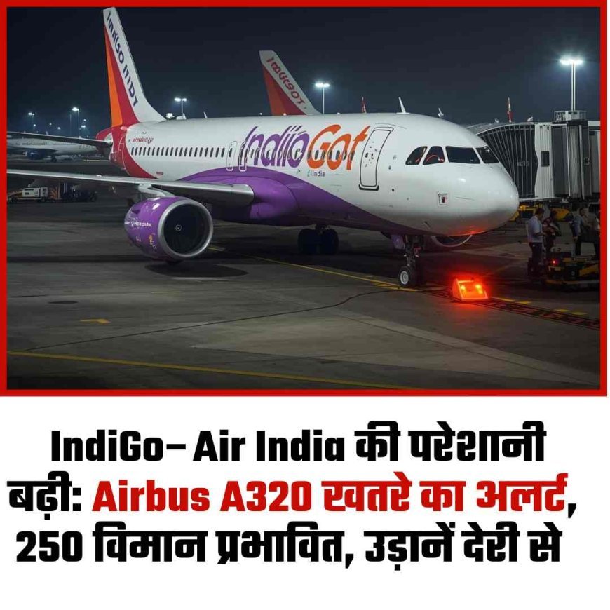 IndiGo–Air India की परेशानी बढ़ी: Airbus A320 खतरे का अलर्ट: 250 विमान प्रभावित, उड़ानें देरी से