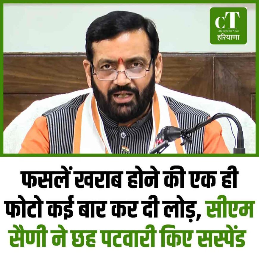 फसलें खराब होने की एक ही फोटो कई बार कर दी लोड़, सीएम सैणी ने छह पटवारी किए सस्‍पेंड