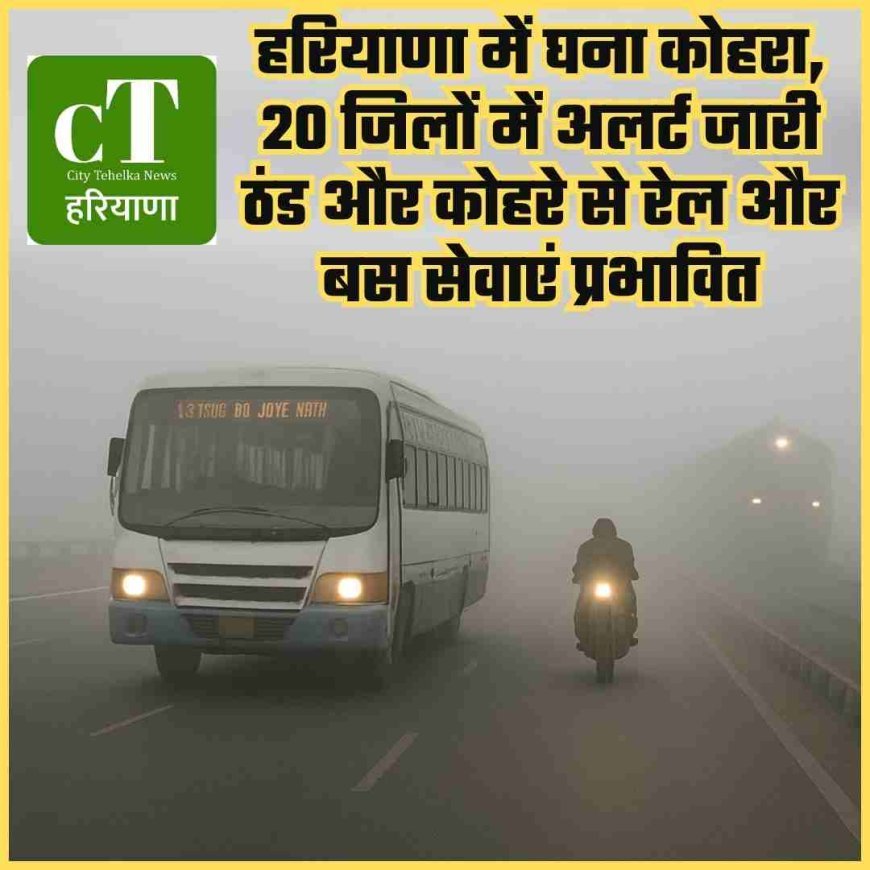 हरियाणा में घना कोहरा, 20 जिलों में अलर्ट जारी  ठंड और कोहरे से रेल और बस सेवाएं प्रभावित