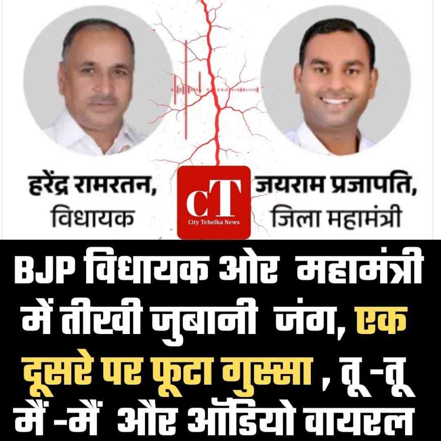 BJP विधायक ओर  महामंत्री में तीखी जुबानी  जंग, एक दूसरे पर फूटा गुस्‍सा , तू -तू  मैं -मैं  और ऑडियो वायरल