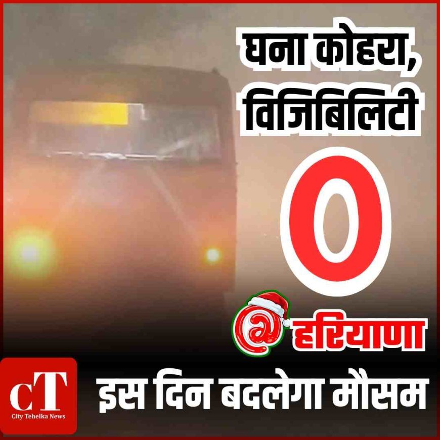 हरियाणा में घना कोहरा, विजिबिलिटी शून्य तक पहुंची,  इस दिन बदलेगा मौसम