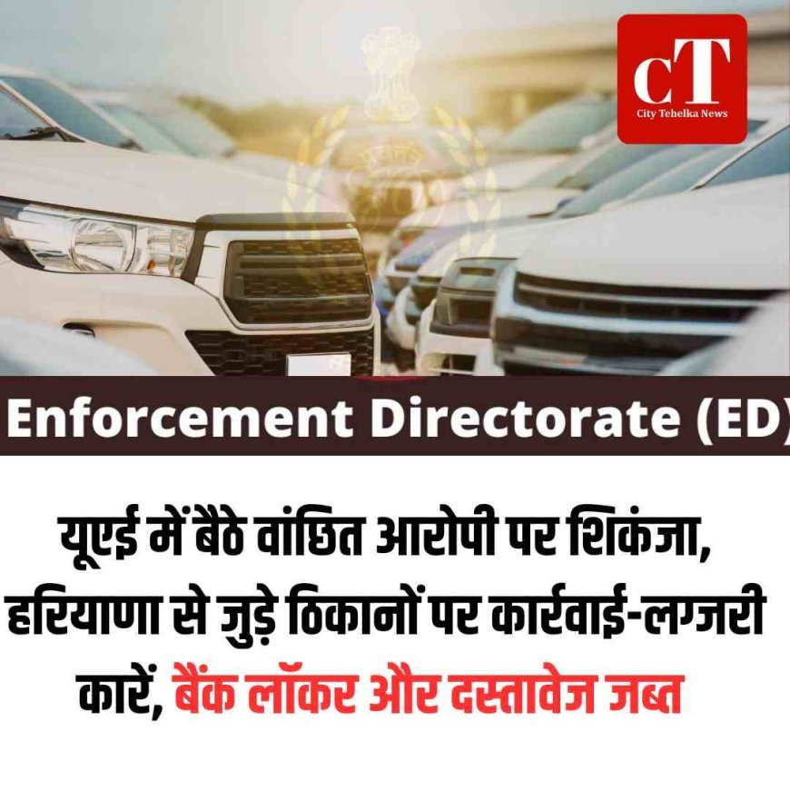यूएई में बैठे वांछित आरोपी पर शिकंजा, हरियाणा से जुड़े ठिकानों पर कार्रवाई-लग्जरी कारें, बैंक लॉकर और दस्तावेज जब्त