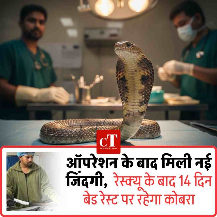ऑपरेशन के बाद मिली नई जिंदगी,  रेस्क्यू के बाद 14 दिन बेड रेस्ट पर रहेगा कोबरा
