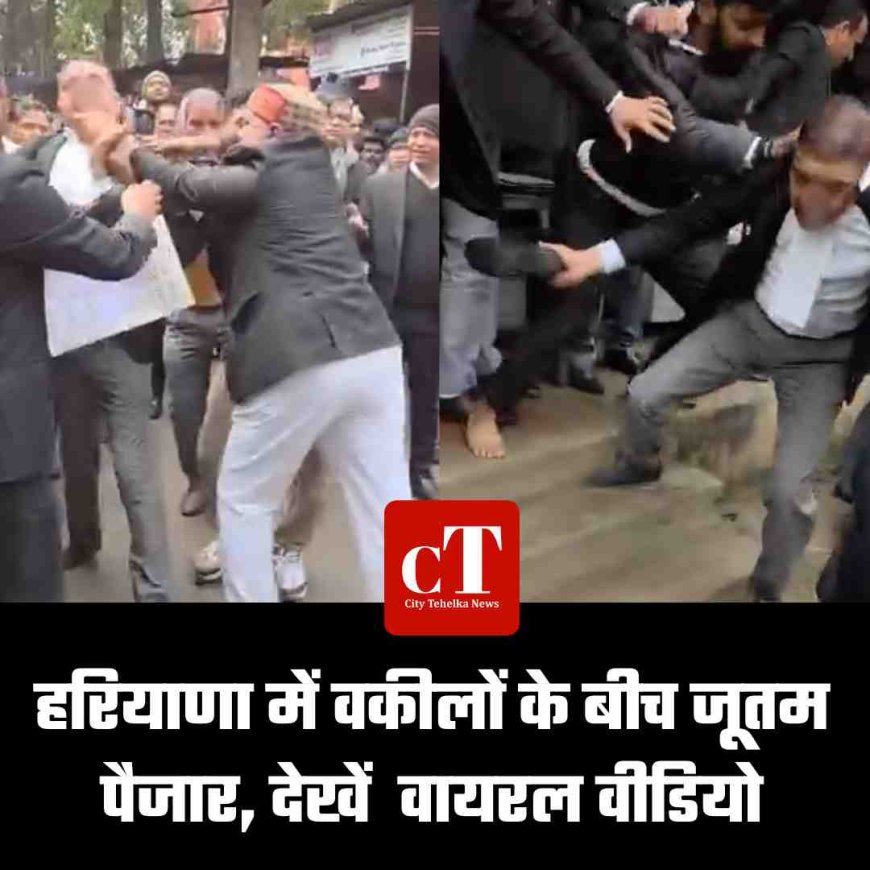 हरियाणा में वकीलों के बीच जूतम पैजार, वीडियो वायरल