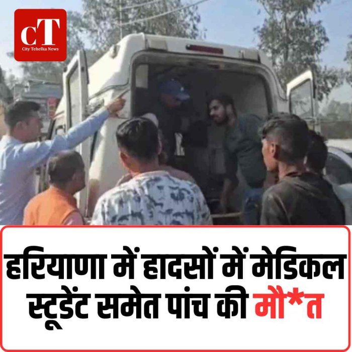 हरियाणा में हादसों में मेडिकल स्‍टूडेंट समेत पांच की   मौत