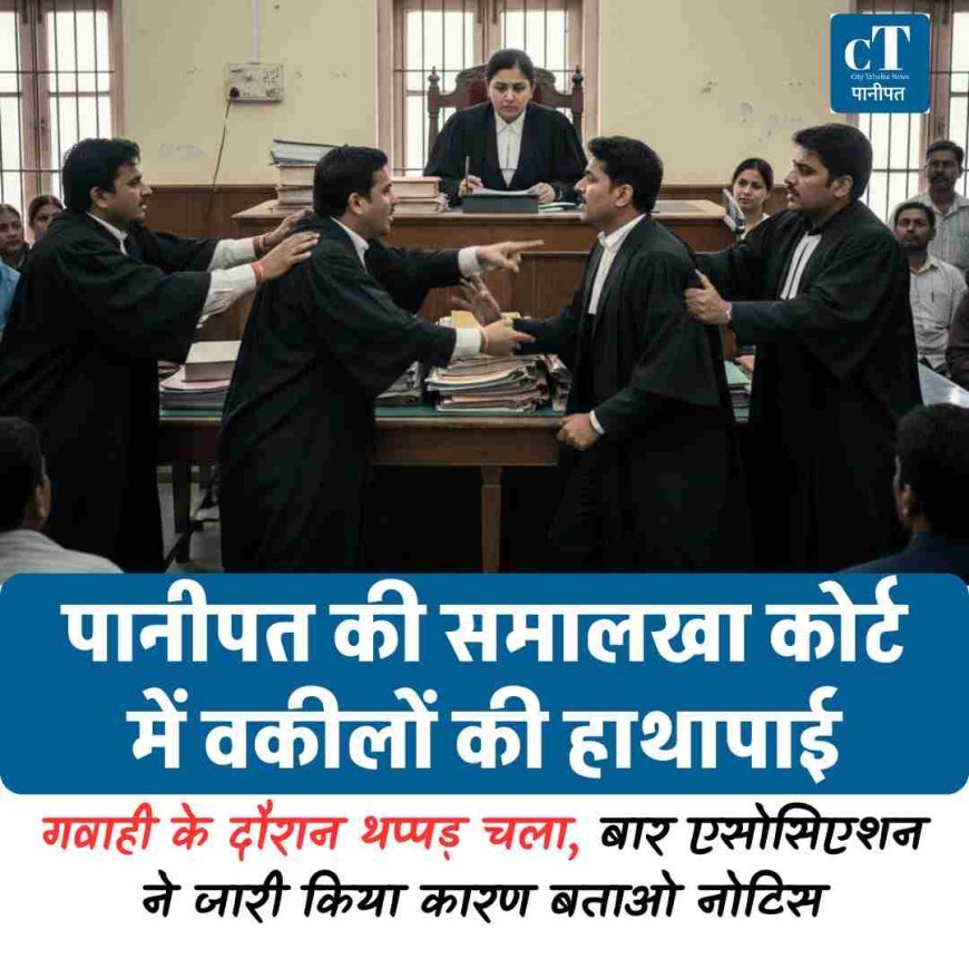 पानीपत की समालखा कोर्ट में वकीलों की हाथापाई: गवाही के दौरान थप्पड़ चला, बार एसोसिएशन ने जारी किया कारण बताओ नोटिस