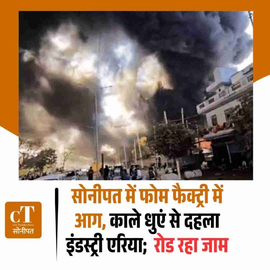 सोनीपत की पैरामाउंट फोम फैक्ट्री में भीषण आग, काले धुएं से दहला इंडस्ट्री एरिया; रोहतक रोड पर जाम