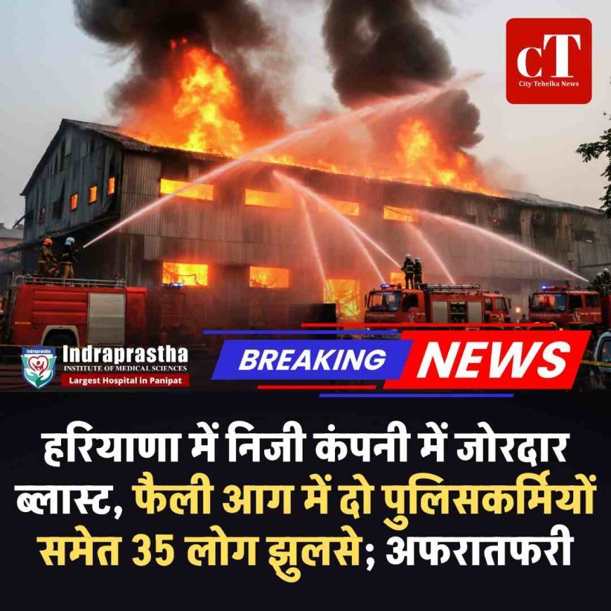 हरियाणा में निजी कंपनी में जोरदार ब्लास्ट, फैली आग में दो पुलिसकर्मियों समेत 35 लोग झुलसे; अफरातफरी
