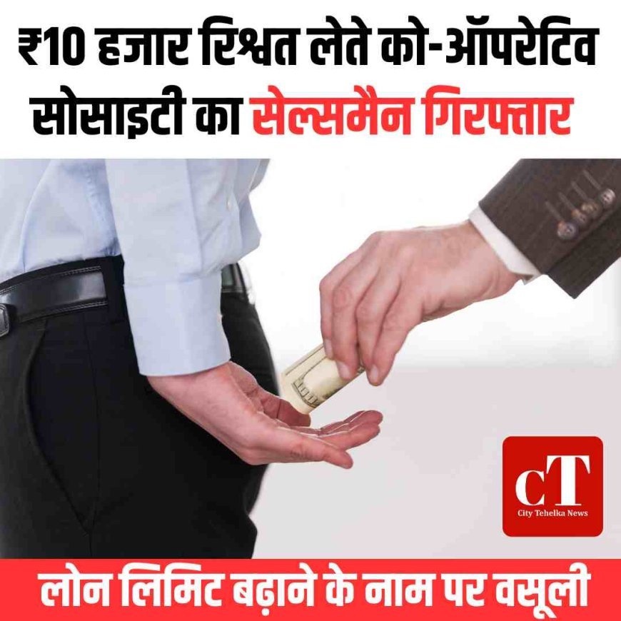 ₹10 हजार रिश्वत लेते को-ऑपरेटिव सोसाइटी का सेल्समैन गिरफ्तार, लोन लिमिट बढ़ाने के नाम पर वसूली