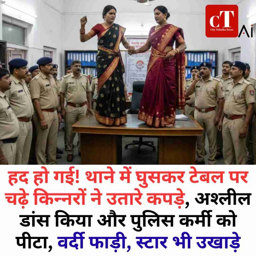 हद हो गई! थाने में घुसकर टेबल पर चढ़े किन्‍नरों ने उतारे कपड़े, अश्‍लील डांस किया और पुलिस कर्मी को पीटा,वर्दी फाड़ी, स्टार भी उखाड़े