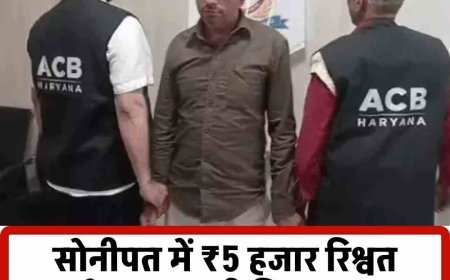 सोनीपत में इंतकाल के नाम पर ₹5 हजार रिश्वत लेते पटवारी गिरफ्तार  ACB का ट्रैप सफल: हैबिटेट क्लब में रंगेहाथ पकड़ा गया पटवारी