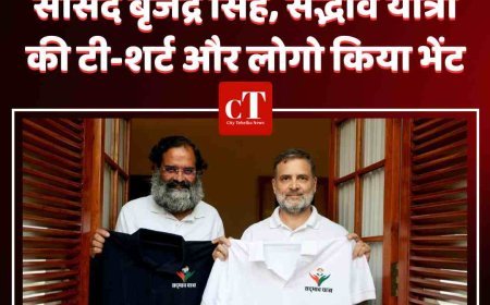 दिल्ली में राहुल गांधी से मिले पूर्व सांसद बृजेंद्र सिंह, सद्भाव यात्रा की टी-शर्ट और लोगो किया भेंट