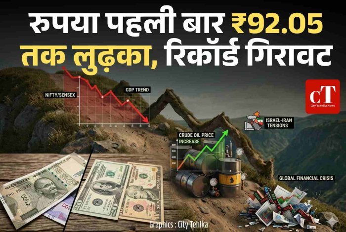रुपया पहली बार ₹92.05 पर, रिकॉर्ड गिरावट: इजराइल-ईरान तनाव और महंगे कच्चे तेल ने बढ़ाया दबाव