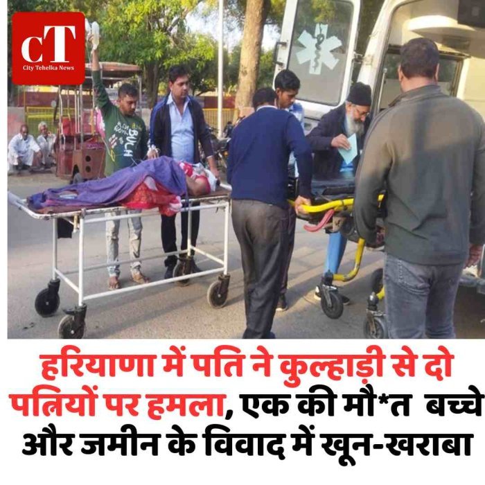 जींद में पति ने कुल्हाड़ी से दो पत्नियों पर हमला, एक की मौत  बच्चे और जमीन के विवाद में खून-खराबा