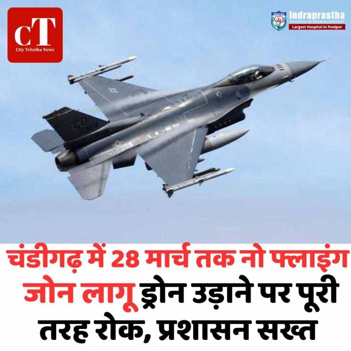 चंडीगढ़ में 28 मार्च तक नो फ्लाइंग जोन लागू ड्रोन उड़ाने पर पूरी तरह रोक