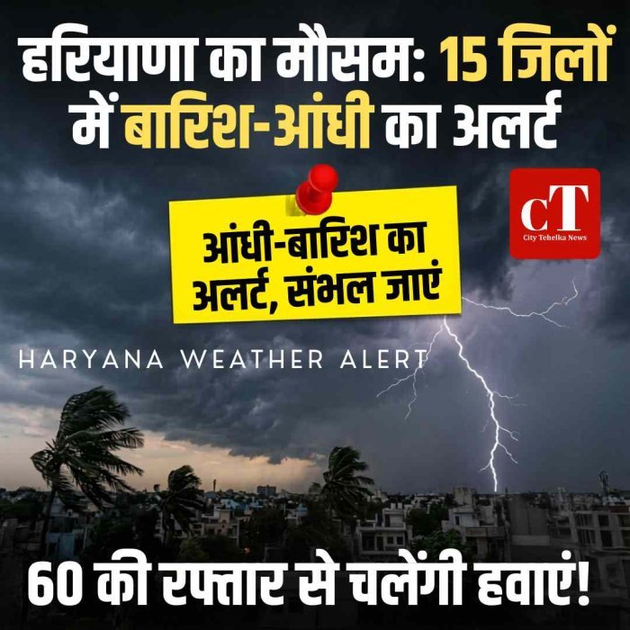 हरियाणा का मौसम: 15 जिलों में बारिश-आंधी का अलर्ट, तेज हवाओं से फसलों पर खतरा
