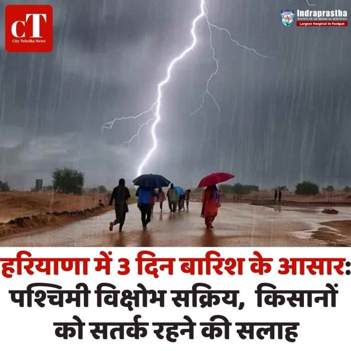 हरियाणा में 3 दिन बारिश और तेज हवाओं का अलर्ट पश्चिमी विक्षोभ सक्रिय, 30 मार्च तक बदलेगा मौसम