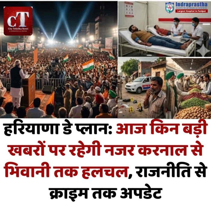 हरियाणा डे प्लान: आज किन बड़ी खबरों पर रहेगी नजर करनाल से भिवानी तक हलचल, राजनीति से क्राइम तक अपडेट