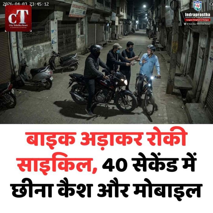 यमुनानगर में चाकू की नोक पर लूट, CCTV में कैद वारदात बाइक अड़ाकर साइकिल सवार से 40 सेकेंड में लूटपाट