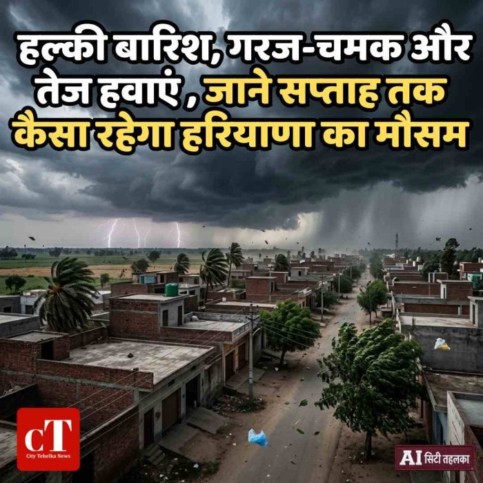 हल्की बारिश, गरज-चमक और तेज हवाएं , जाने सप्‍ताह तक कैसा रहेगा हरियाणा का मौसम