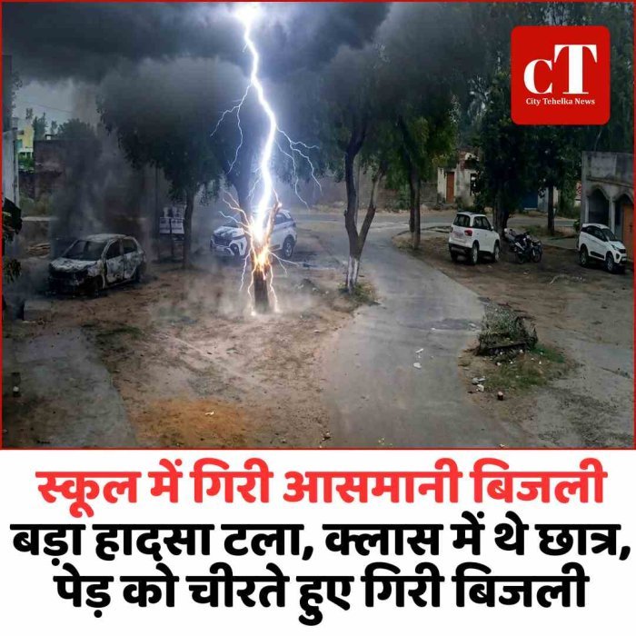स्कूल में गिरी आसमानी बिजली, बड़ा हादसा टला, क्लास में थे छात्र, पेड़ को चीरते हुए गिरी बिजली