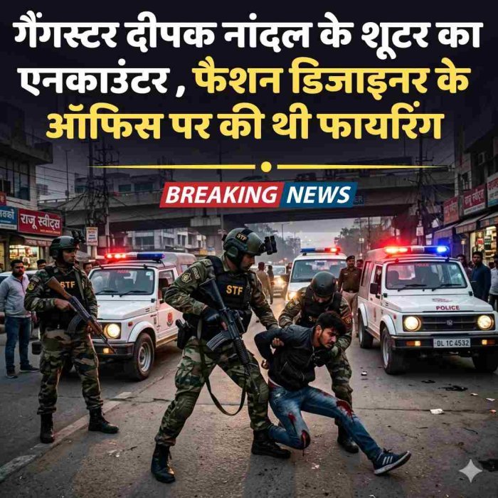 गैंगस्टर दीपक नांदल के शूटर का एनकाउंटर , फैशन डिजाइनर के ऑफिस पर की थी फायरिंग