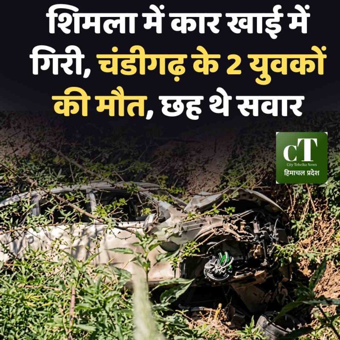 शिमला में कार खाई में गिरी, चंडीगढ़ के 2 युवकों की मौत, छह थे सवार