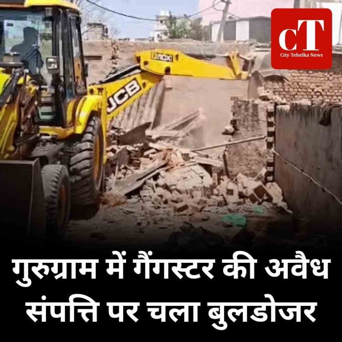गुरुग्राम में गैंगस्टर की अवैध संपत्ति पर चला बुलडोजर