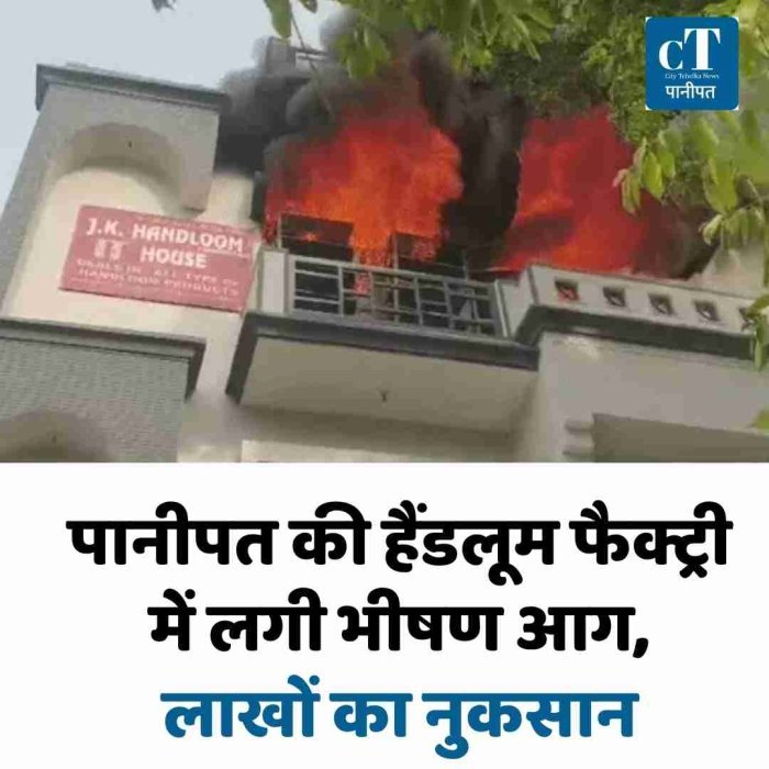 पानीपत की हैंडलूम फैक्ट्री में लगी भीषण आग,  लाखों का नुकसान