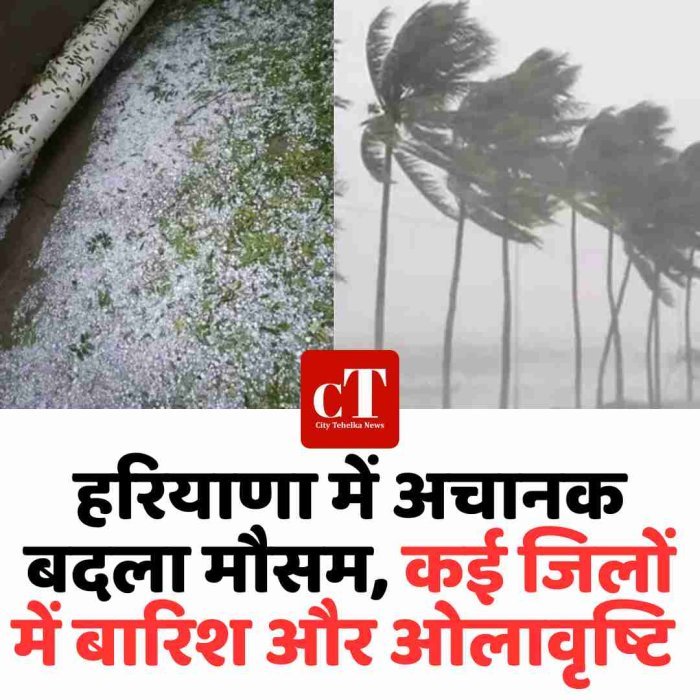 हरियाणा में अचानक बदला मौसम, कई जिलों में बारिश और ओलावृष्टि