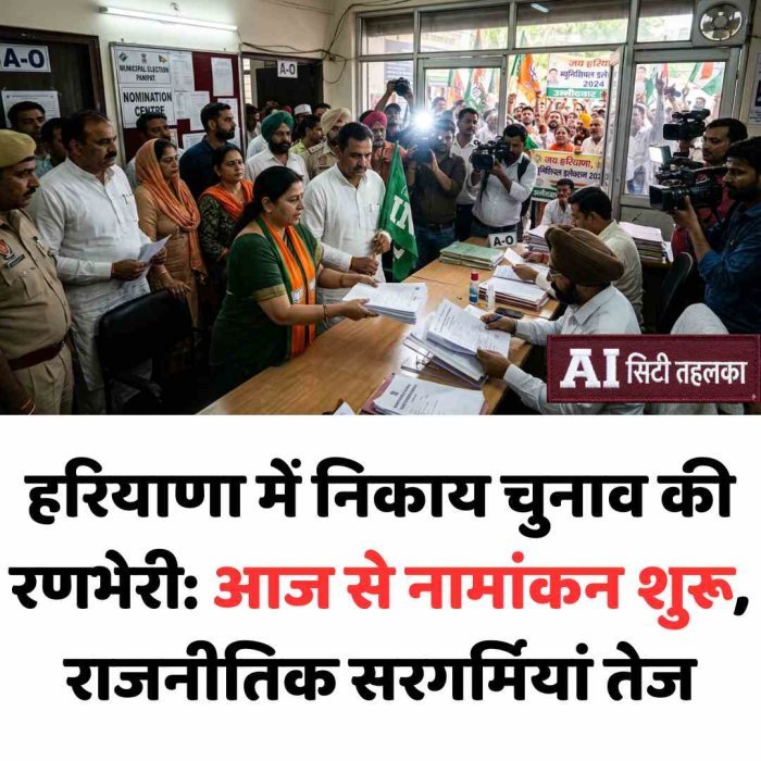 हरियाणा में निकाय चुनाव की रणभेरी: आज से नामांकन शुरू, राजनीतिक सरगर्मियां तेज