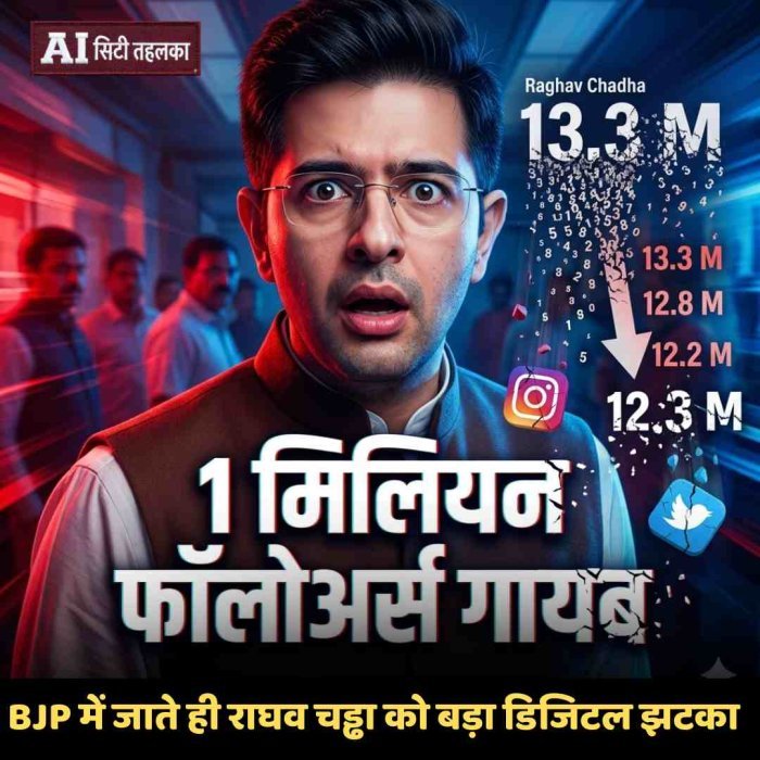 BJP जॉइन करते ही राघव चड्ढा को बड़ा डिजिटल झटका!, 1 मिलियन फॉलोअर्स गायब