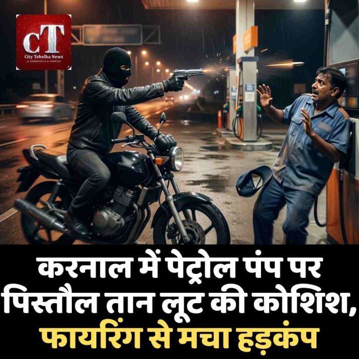 करनाल में पेट्रोल पंप पर पिस्तौल तान लूट की कोशिश, फायरिंग से मचा हड़कंप