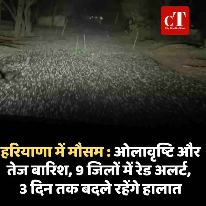 हरियाणा में मौसम का कहर: ओलावृष्टि और तेज बारिश, 9 जिलों में रेड अलर्ट, 3 दिन तक बदले रहेंगे हालात