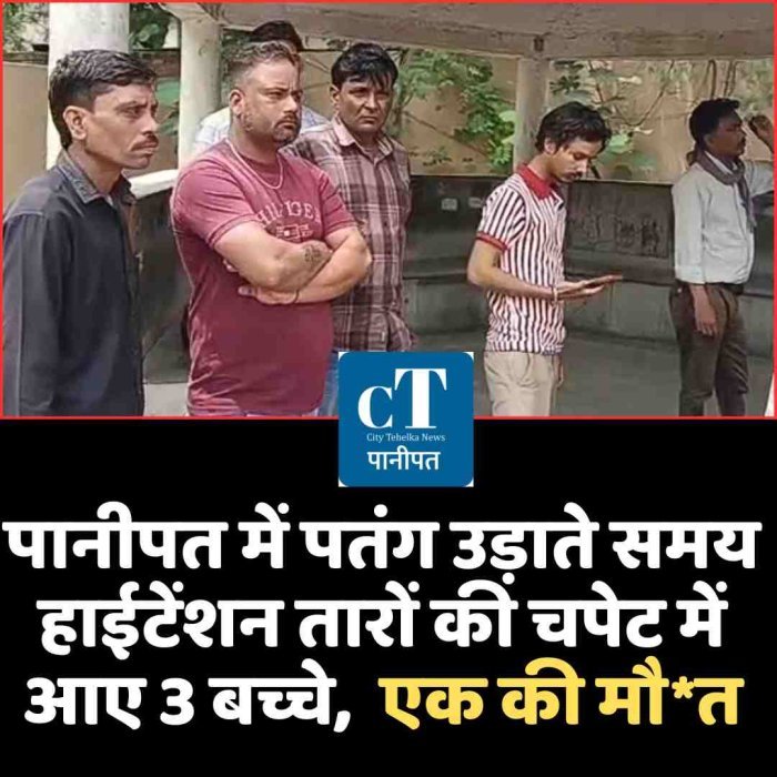 पानीपत में पतंग उड़ाते समय हाईटेंशन तारों की चपेट में आए 3 बच्चे,  एक की मौत
