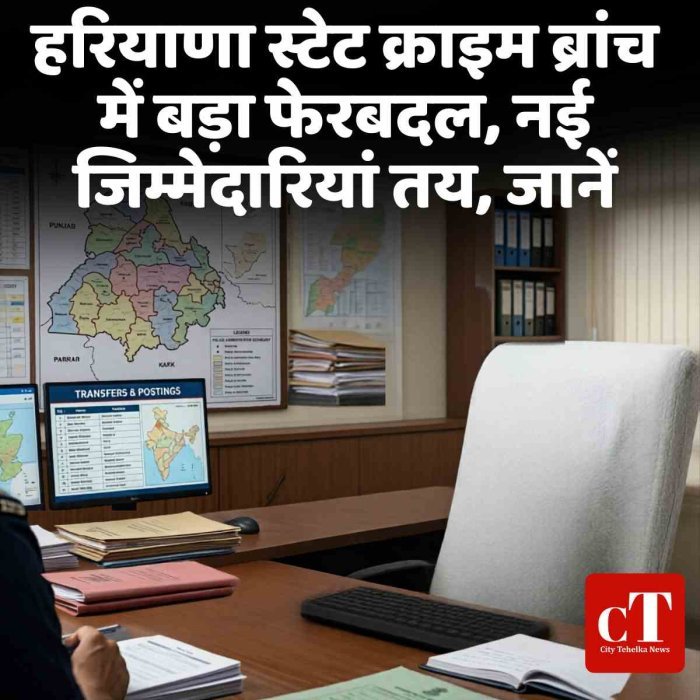 हरियाणा स्टेट क्राइम ब्रांच में बड़ा फेरबदल, नई जिम्मेदारियां तय, जानें