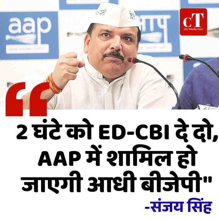 संजय सिंह का बड़ा दावा:  "2 घंटे को ED-CBI दे दो, AAP में शामिल हो जाएगी आधी बीजेपी"